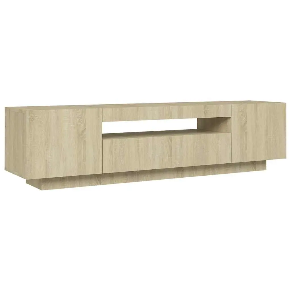 TV Cabinet 160cm Brown Sonoma Oak RGB LED Lights Media Storage Unit Modern