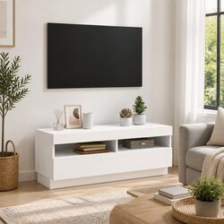 Enhance Your Space with White TV Cabinet and RGB LEDs