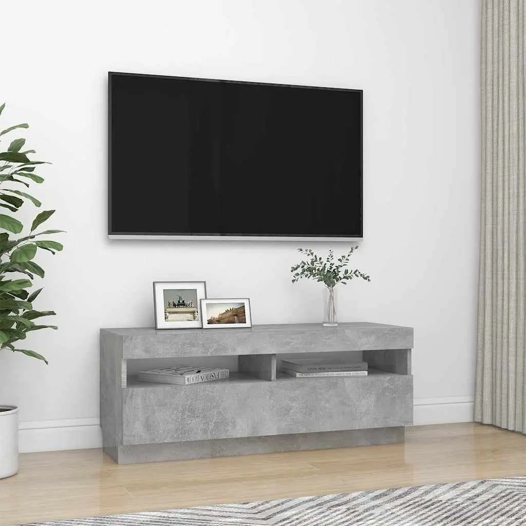 TV Cabinet Grey with RGB LED Lights Media Storage Unit