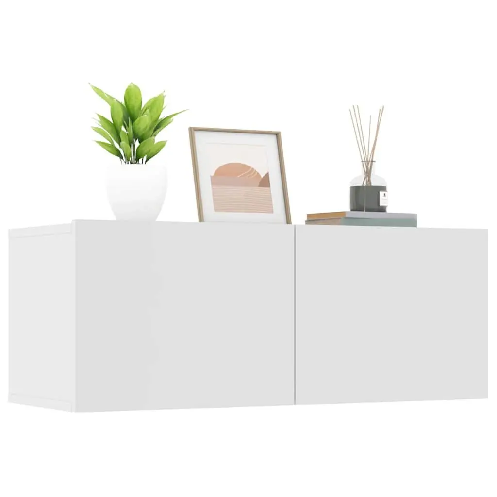 TV Cabinets 80x30x30 cm Wall-Mounted Storage Units 2 Compartments Drop-Down Doors Engineered Wood White 2 pcs