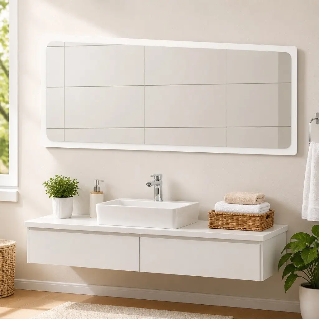 Bathroom Vanity Mirror 100cm White Wall Mount Storage Cabinet Engineered Wood