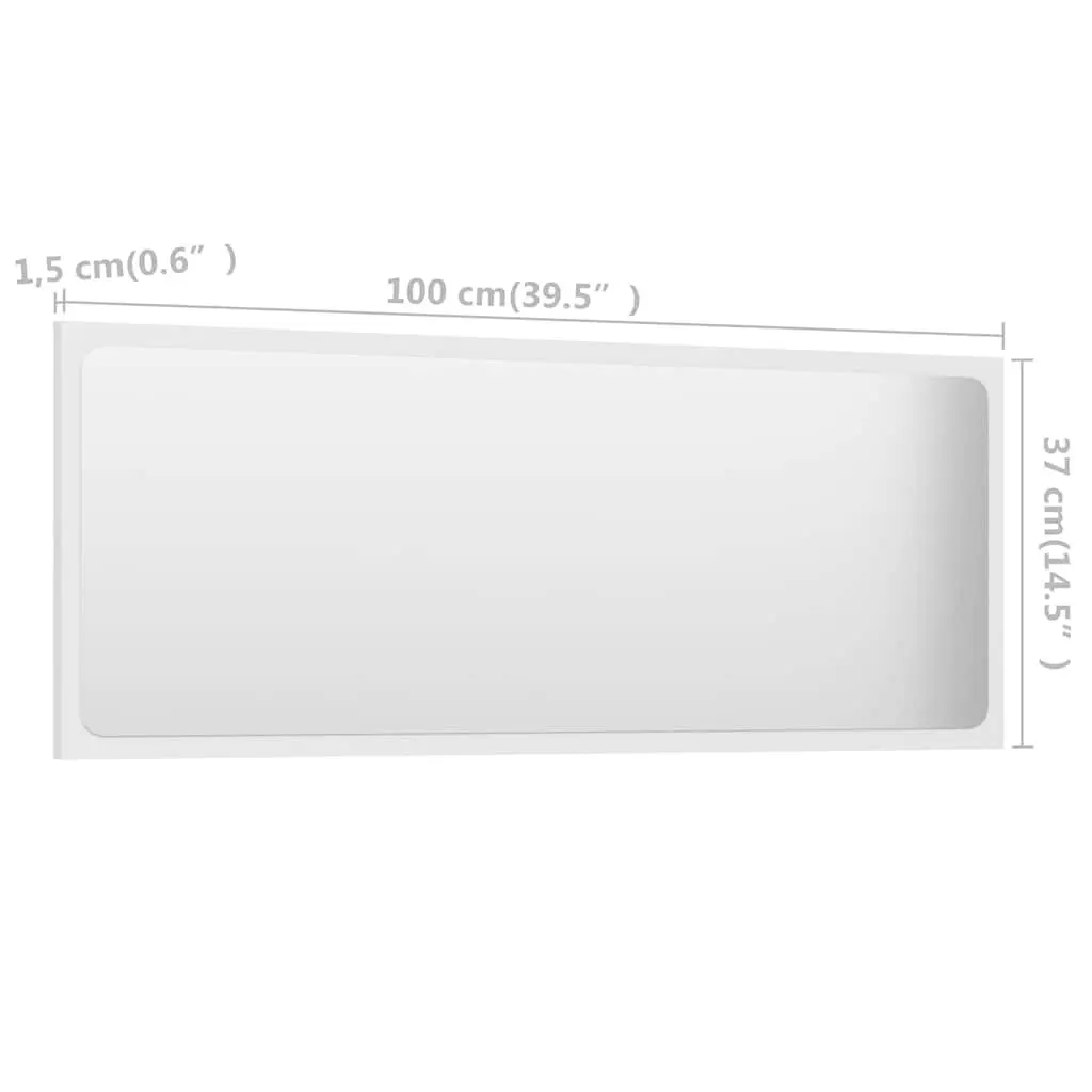 Bathroom Vanity Mirror 100cm White Wall Mount Storage Cabinet Engineered Wood