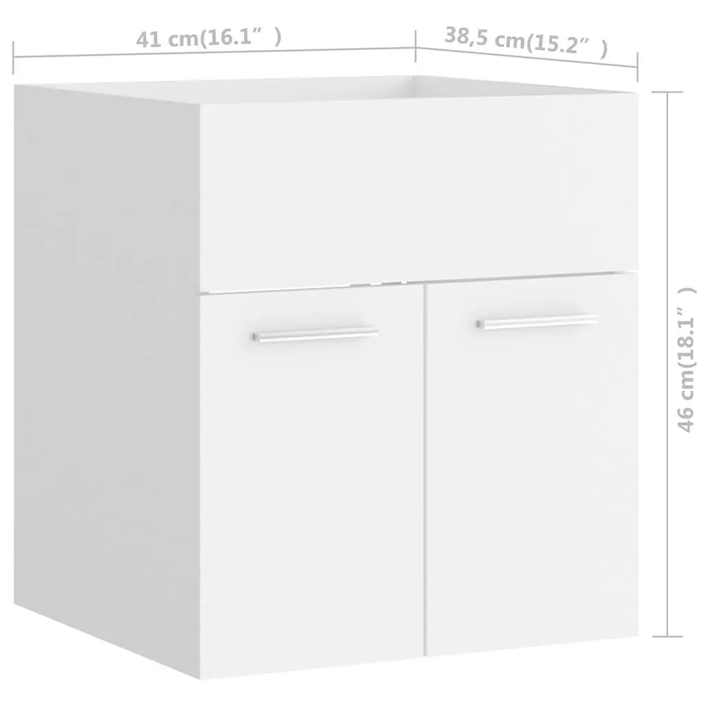 Bathroom Furniture Set 2 Piece White Engineered Wood Cabinet Mirror Storage
