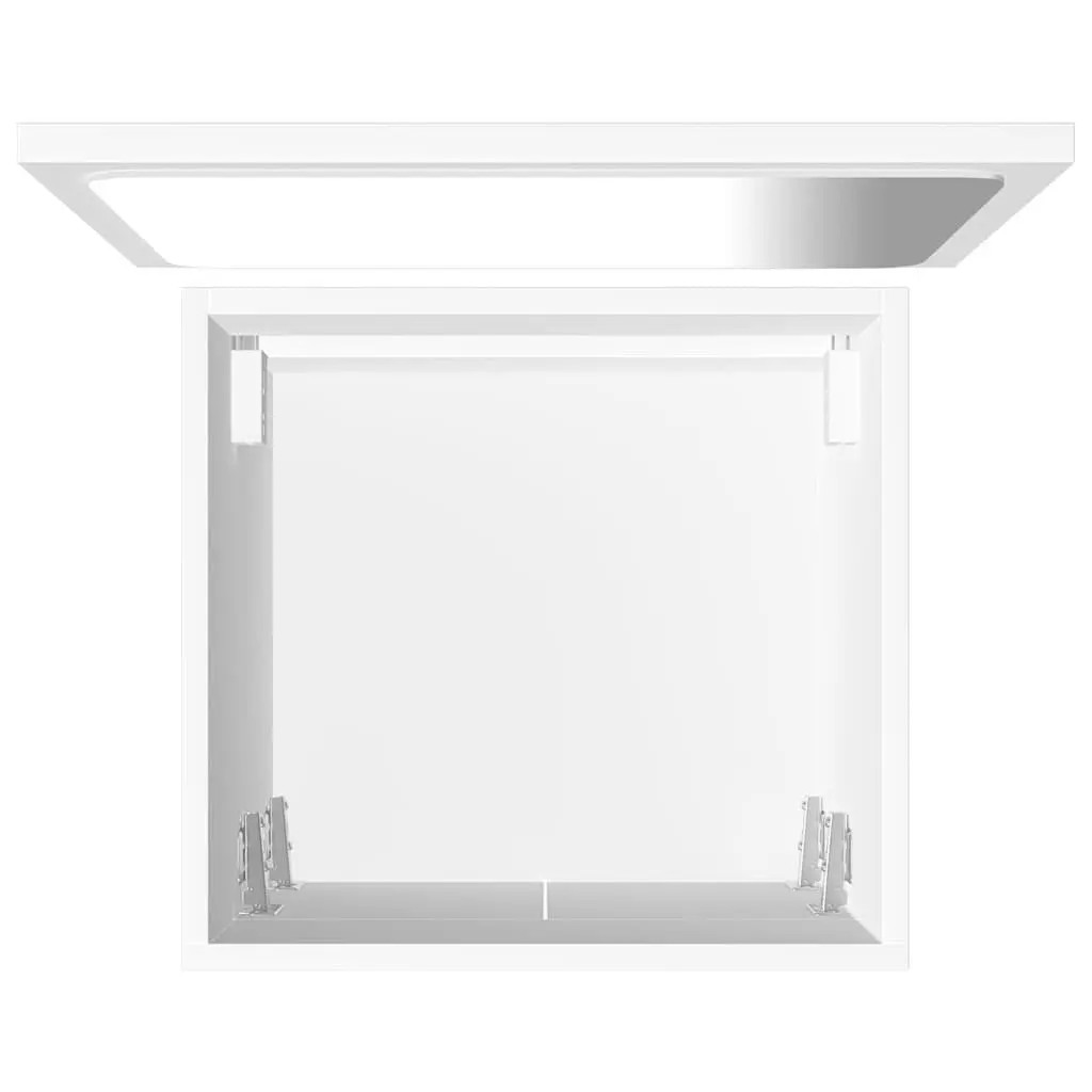 Bathroom Furniture Set 2 Piece White Engineered Wood Cabinet Mirror Storage