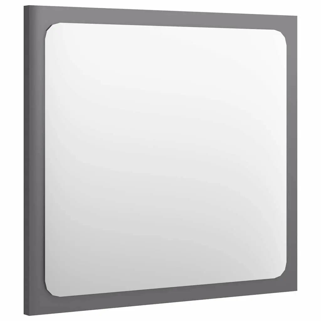 Bathroom Furniture Set 2 Piece Grey High Gloss Cabinet Mirror Engineered Wood