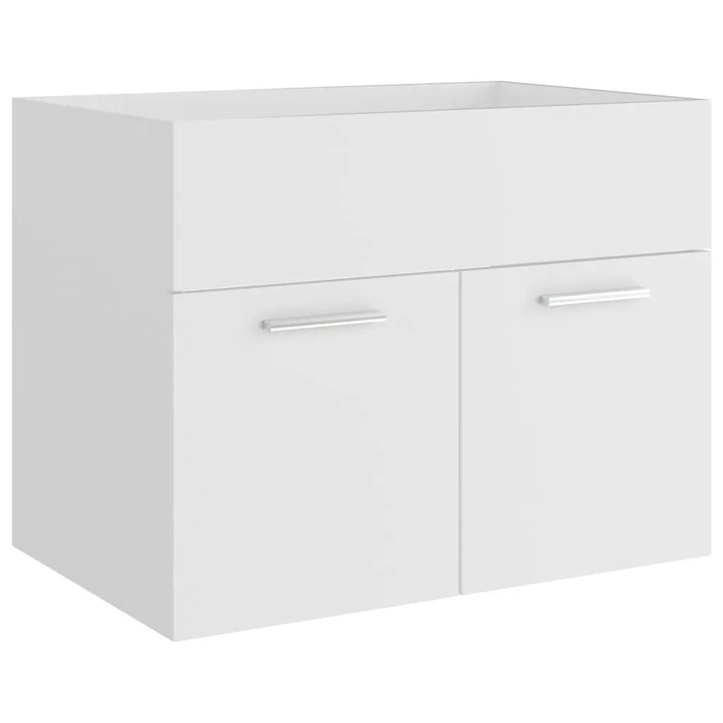 Bathroom Furniture Set 2 Piece White Engineered Wood Cabinet with Mirror Storage