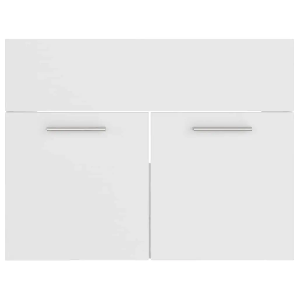 Bathroom Furniture Set 2 Piece White Engineered Wood Cabinet with Mirror Storage