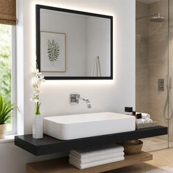 LED Bathroom Mirror Black 60x8.5x37 cm Wall Mount Vanity Light