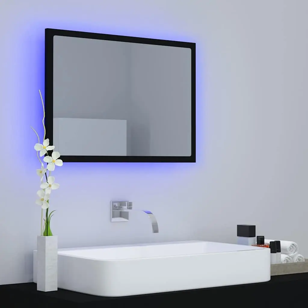 LED Bathroom Mirror Black 60x8.5x37 cm RGB Light Wall Mount
