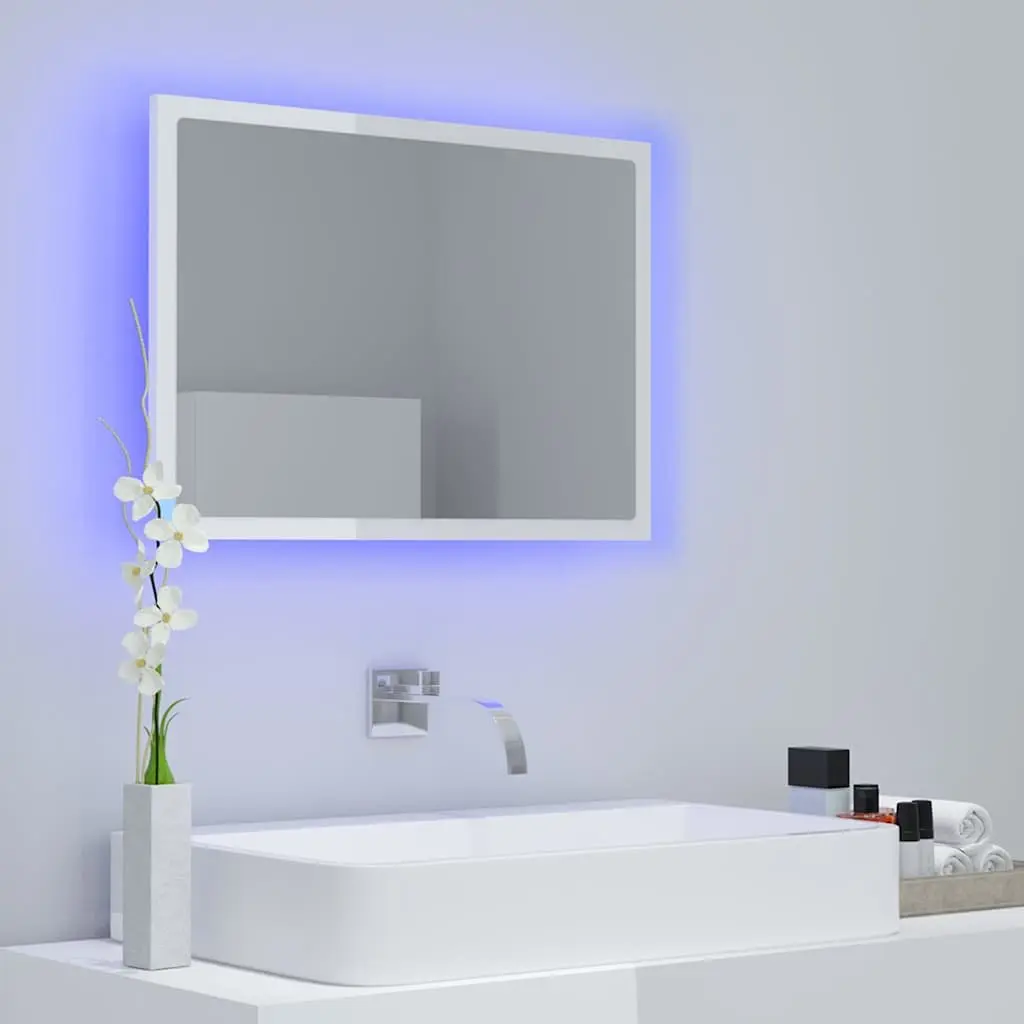 LED Bathroom Mirror 60x8.5x37cm Wall Mount RGB Light Acrylic