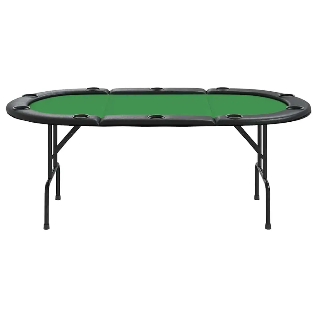 Poker Table 10 Player Folding Gaming Table Green Padded Rim Cup Holders