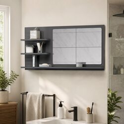 Elevate Your Bathroom Space with Grey Storage Mirror