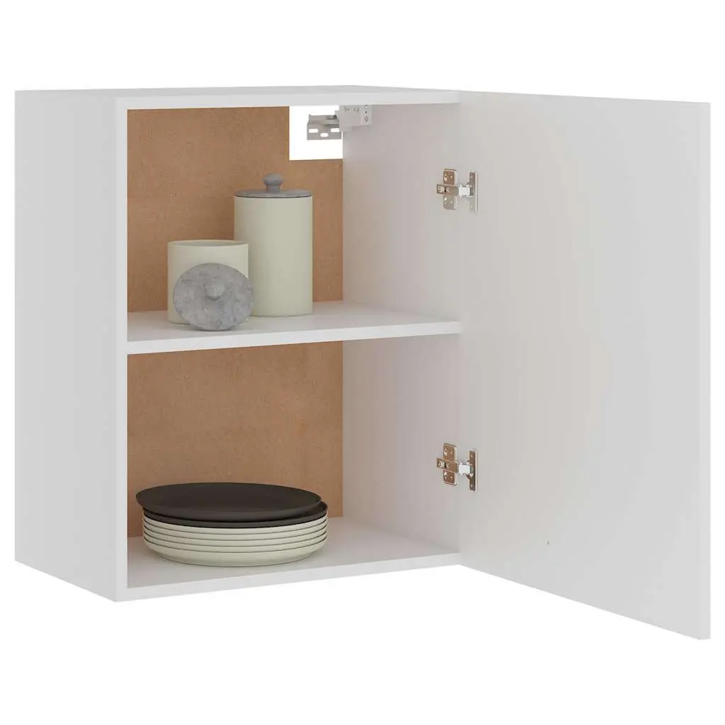 White Wall Mount Storage Organizer Shelves 2 Piece Hanging Kitchen Cabinet with Hinged Doors and Shelves for Optimized Space