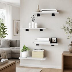 Compact Storage with White Bookshelf Boards Set of 4