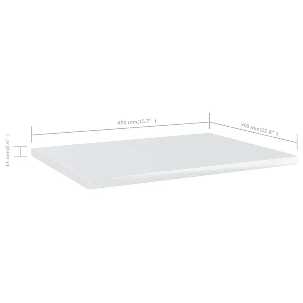 Bookshelf Boards 40x30x1.5 cm High Gloss White 4 Pieces Engineered Wood Shelves