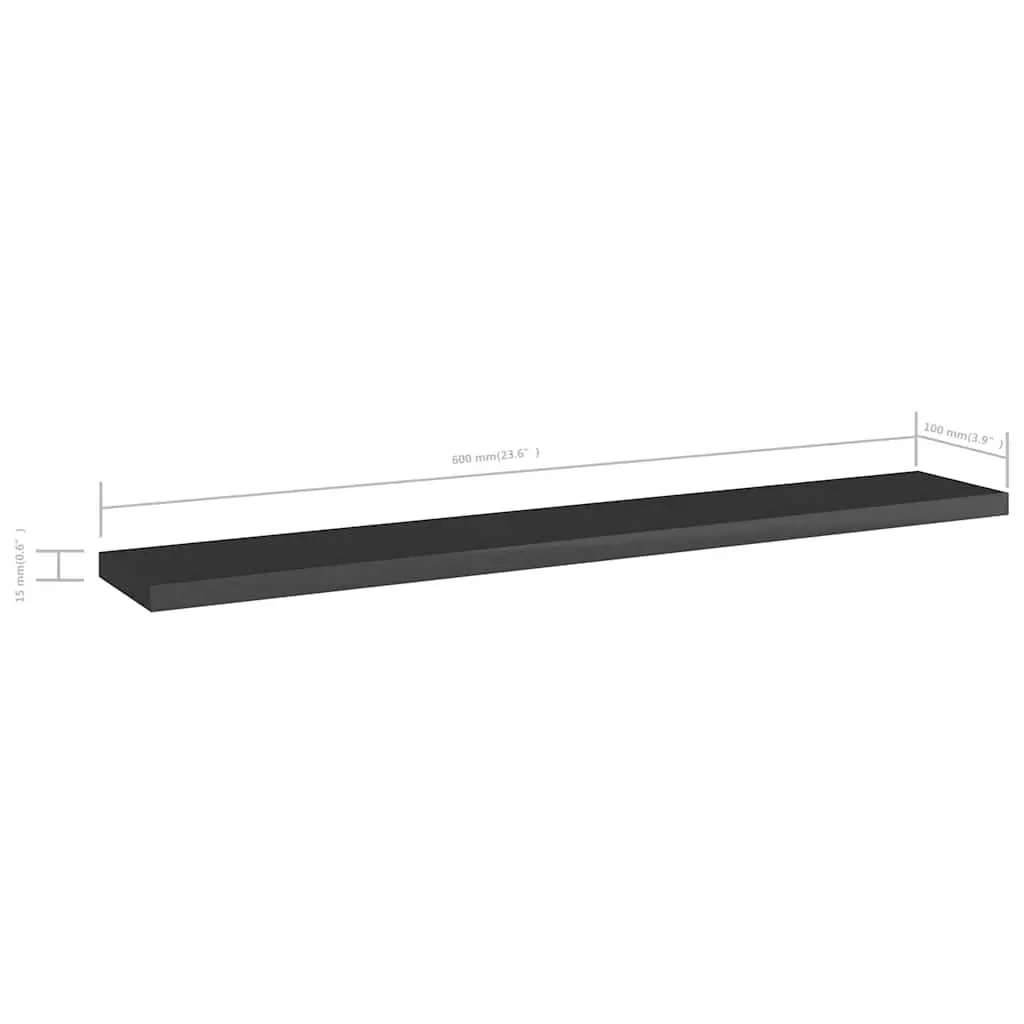 Bookshelf Boards 60x10x1.5 cm High Gloss Black Engineered Wood Storage 4 Piece
