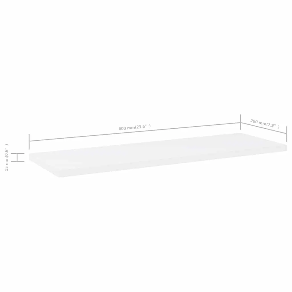 Bookshelf Boards 60x20x1.5 cm White Engineered Wood Storage Shelves 4 Piece