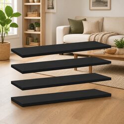 Enhance Your Space with Black Floating Shelf Boards, 4 pcs
