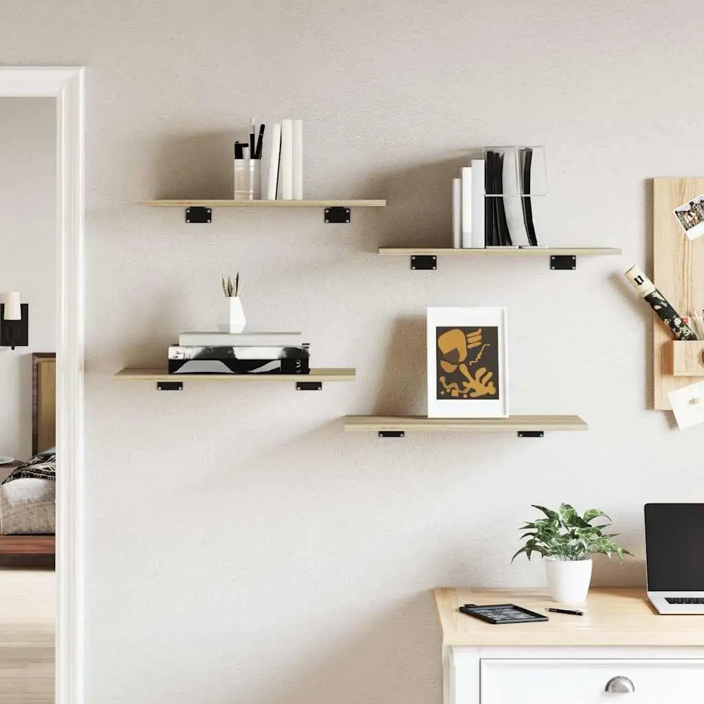 Bookshelf Boards 60x30x1.5 cm Sonoma Oak Engineered Wood Storage Shelves 4 Piece