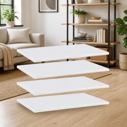 Floating Shelf Boards Set 4 Pieces White Wall Mount Storage Display Shelving