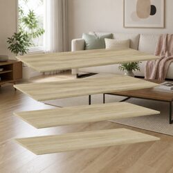 Floating Bookshelf Boards 4 pcs Brown Engineered Wood Wall Shelves Storage