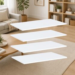 Floating Bookshelf Boards 4 Pieces White Storage Shelves Wall Mounted Display
