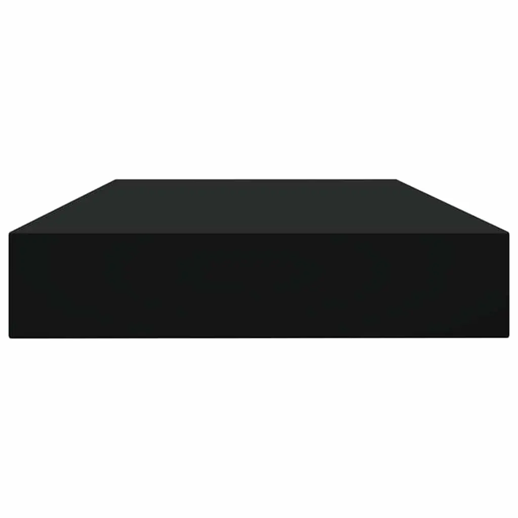 Floating Wall Shelves Black Set of 4 Engineered Wood Bookshelf Boards Storage