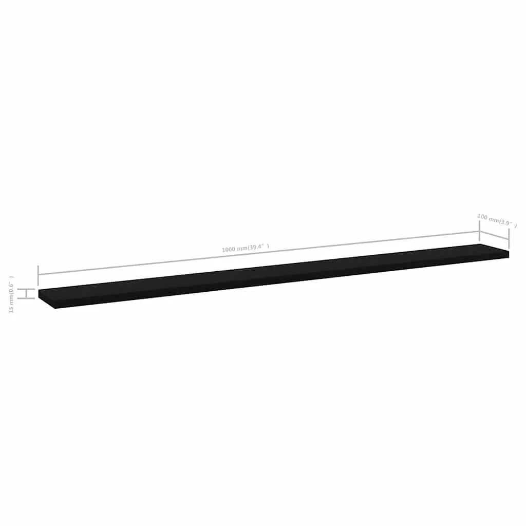 Floating Wall Shelves Black Set of 4 Engineered Wood Bookshelf Boards Storage