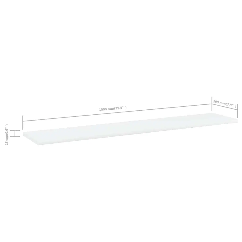 Floating Bookshelf Boards 100 x 20 cm White Wall Mount Storage Shelves 4 Pack