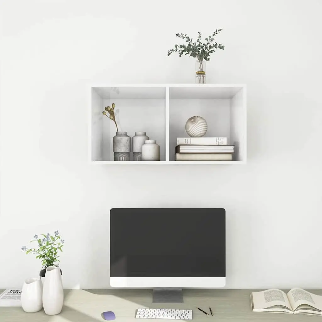Wall-mounted TV Cabinet 2 Compartment High Gloss White