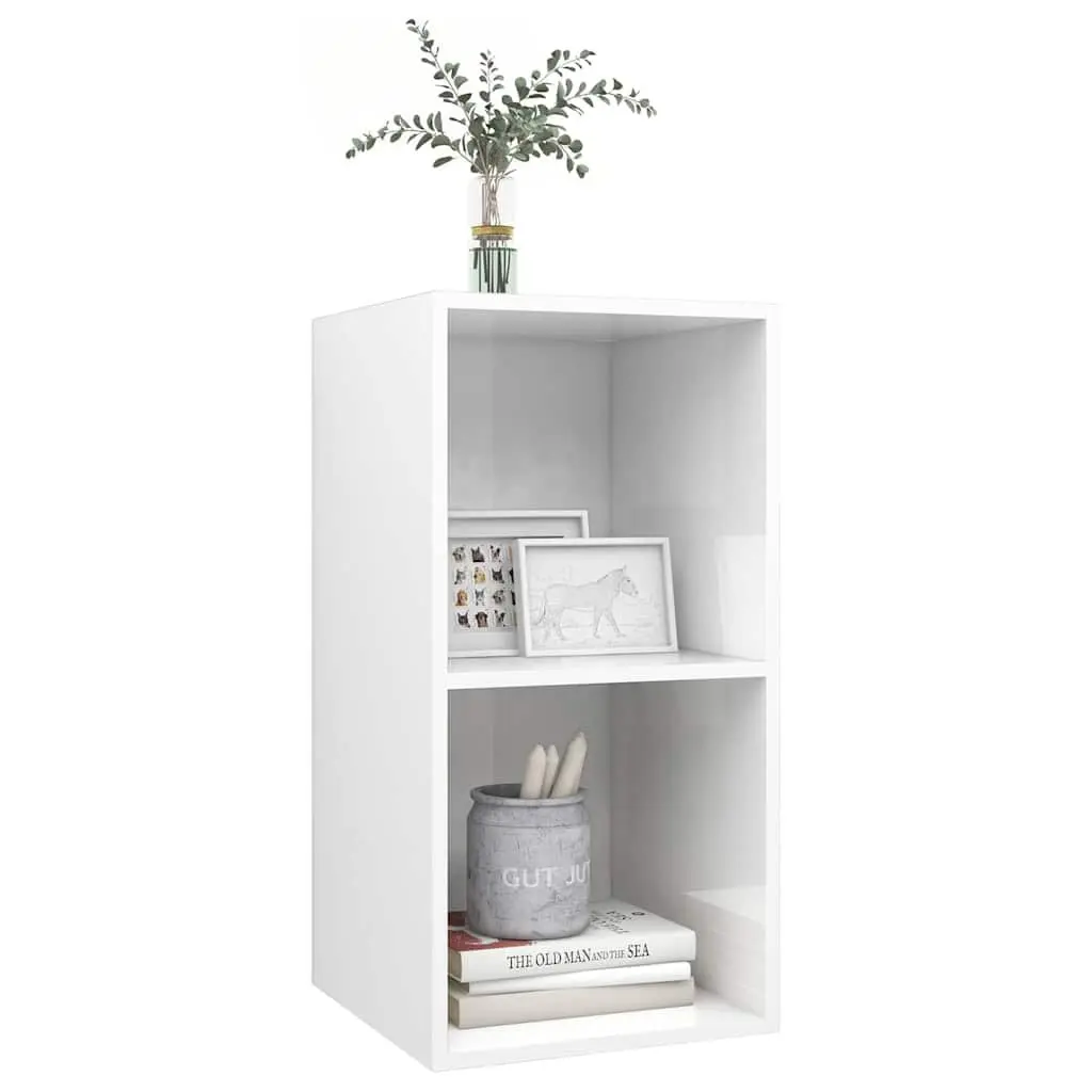 Wall-mounted TV Cabinet 2 Compartment High Gloss White