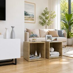 TV Cabinets 2 pcs Sonoma Oak 37x35x37 cm Ground Stand Storage Unit