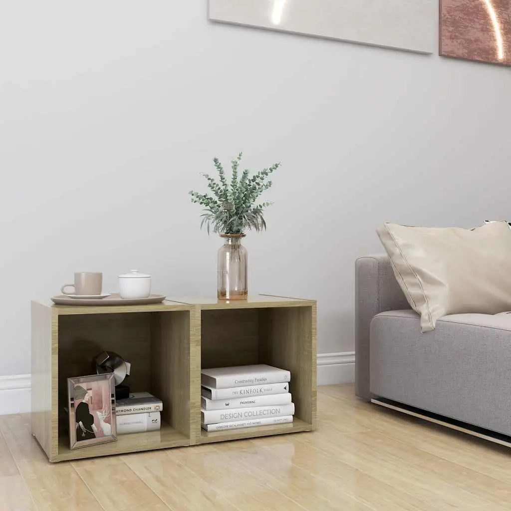TV Cabinets 37x35x37 cm 2 pcs Sonoma Oak Ground Stand Storage Unit