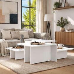 Enhance Your Living Space with a White Nesting Coffee Table Set