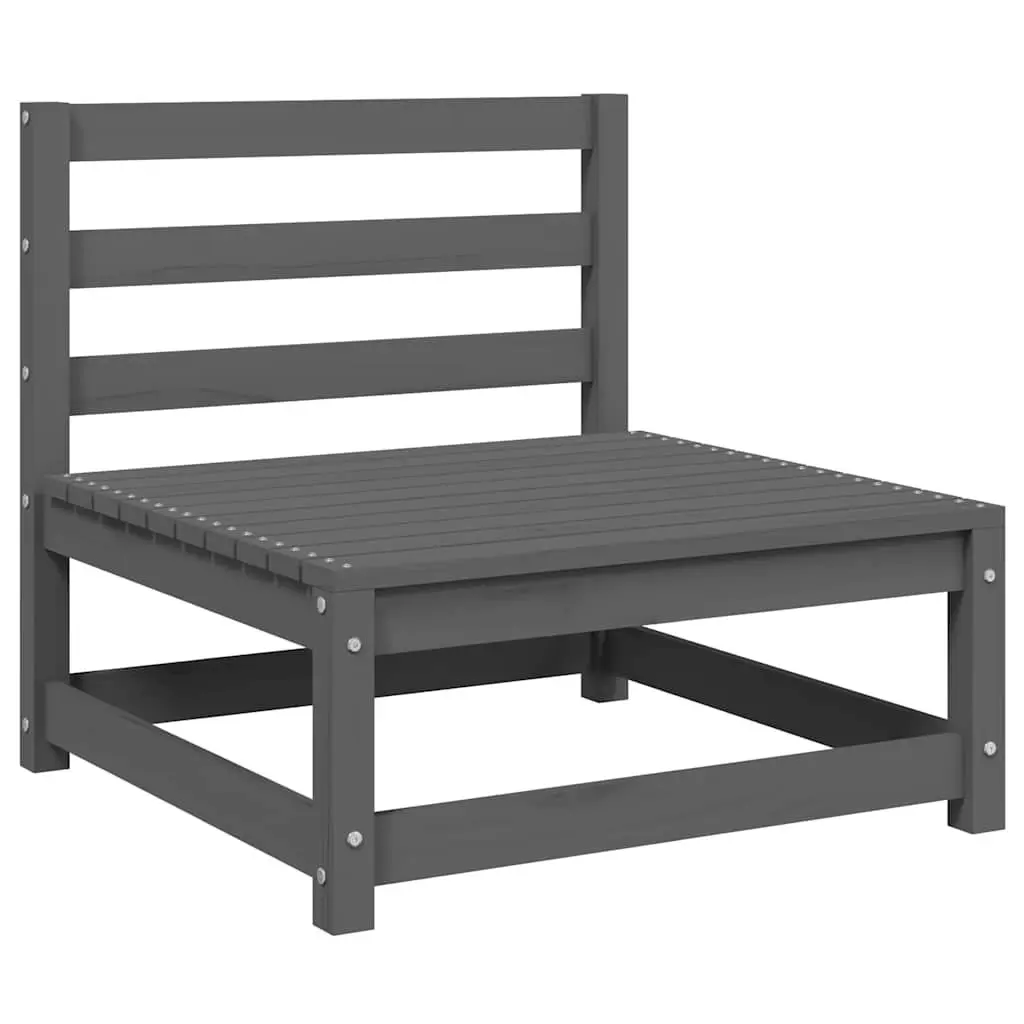 Garden Middle Sofa Modular Outdoor Sectional Unit Grey Solid Pinewood with