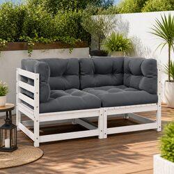 Outdoor 2-Seater Sofa Garden Furniture Patio Lounge Seat with Cushions White