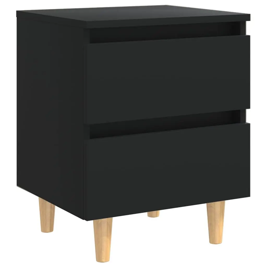 Black Bedside Table 2-Piece Set with Two Drawers Storage Cabinet Nightstand