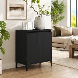 Sideboard Cabinet Black Storage Furniture 2-Door Industrial Style Engineered