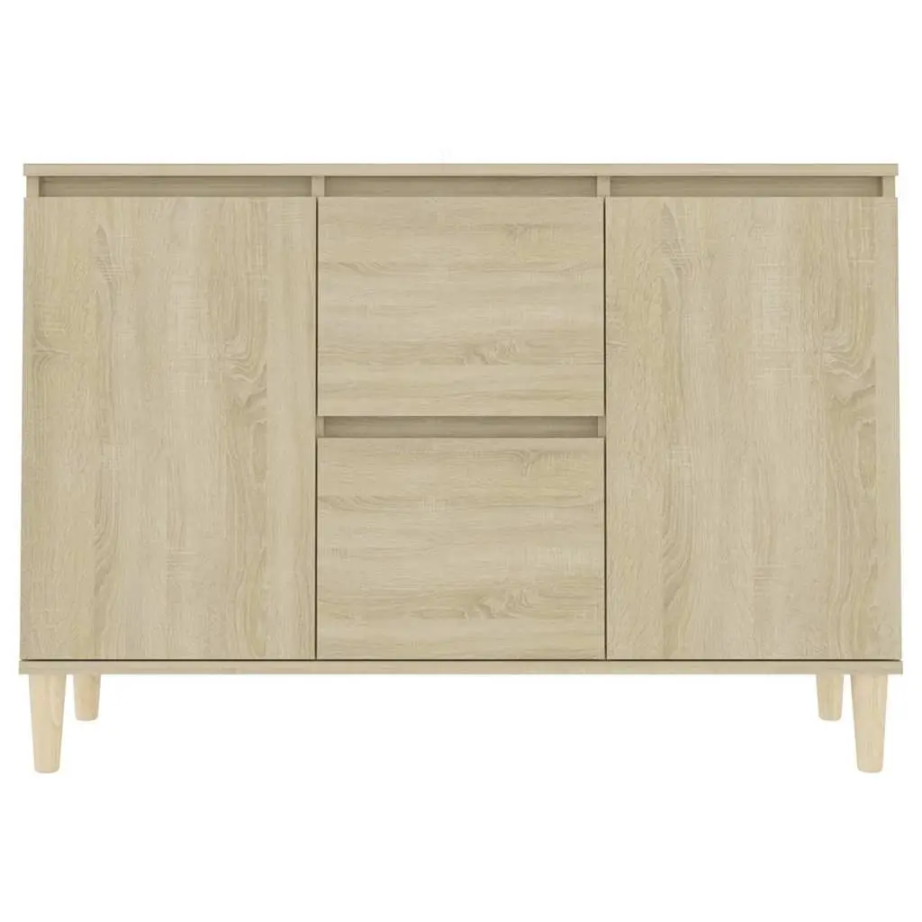 Engineered Wood Sideboard Cabinet Brown 2 Drawers 2 Doors Living Room Storage