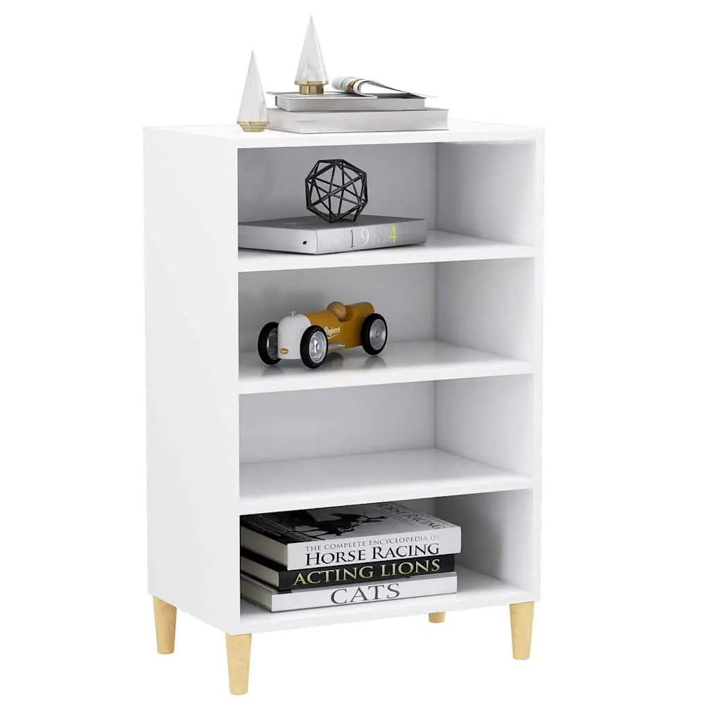 White Sideboard Storage Cabinet Engineered Wood 4 Shelves Living Room Furniture