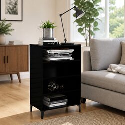 Black Sideboard Cabinet 4 Shelves Living Room Storage Furniture Engineered Wood
