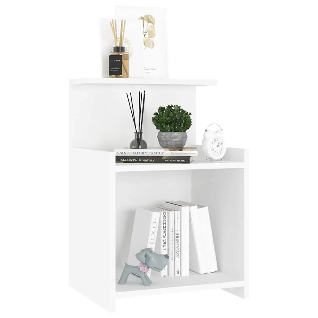Bedside Tables 2 pcs White Nightstands 3 Open Shelves