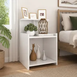 Stylish Bedside Table in High Gloss White with 3 Shelves