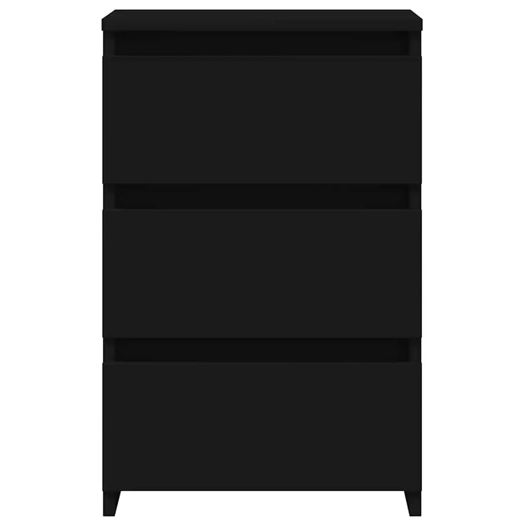 Bedside Tables 2 pcs Black Nightstands Bedroom Storage with 3 Drawers
