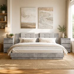 Elevate Your Bedroom with 2 Grey Nightstand Cabinets