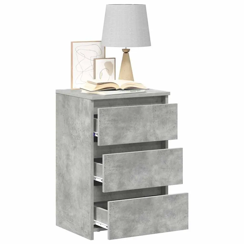 Bedside Tables 2 pcs Grey Nightstands with 3 Drawers Storage