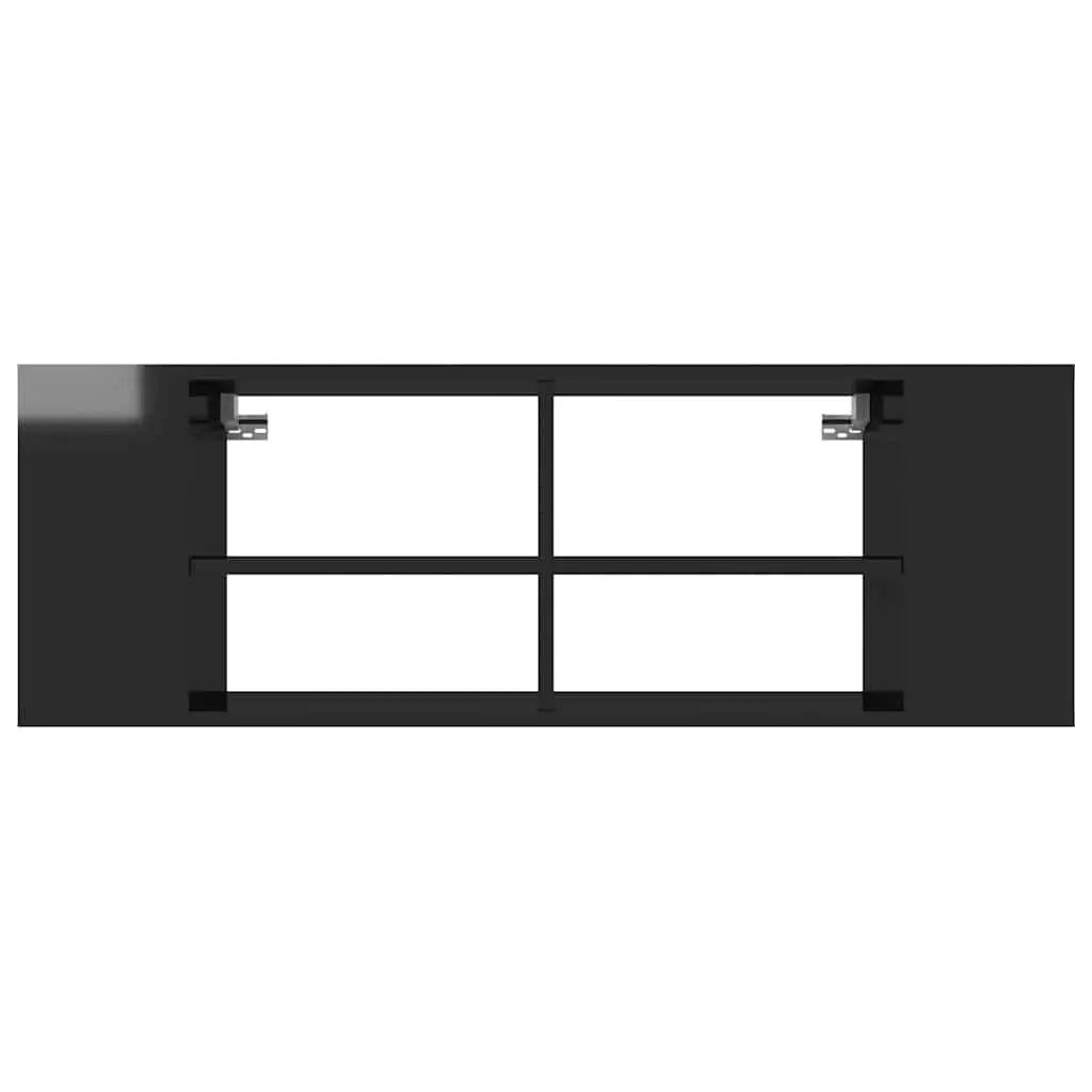 Wall-Mounted TV Cabinet 102cm Black High Gloss Engineered Wood Adjustable Shelves Storage Unit
