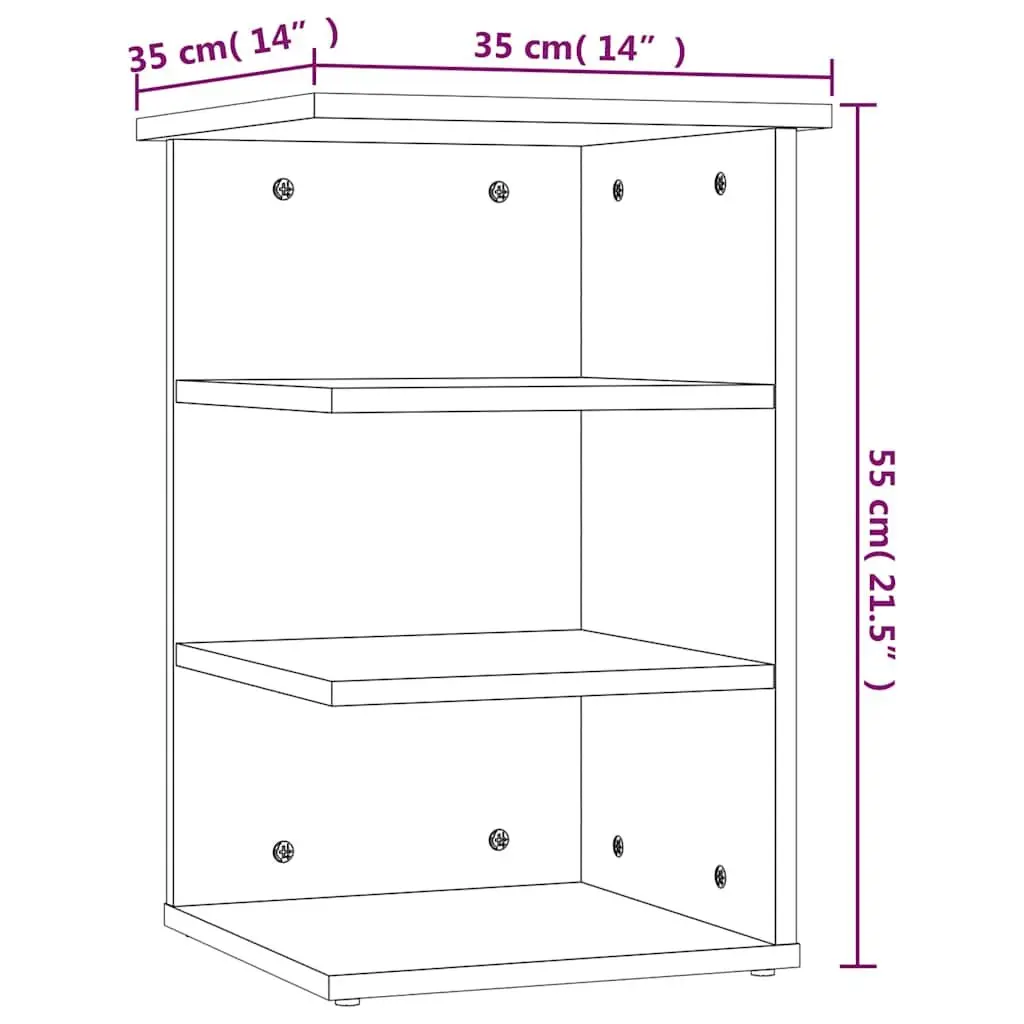 Grey Side Cabinet 3 Shelves Storage Furniture Living Room Sideboard Unit