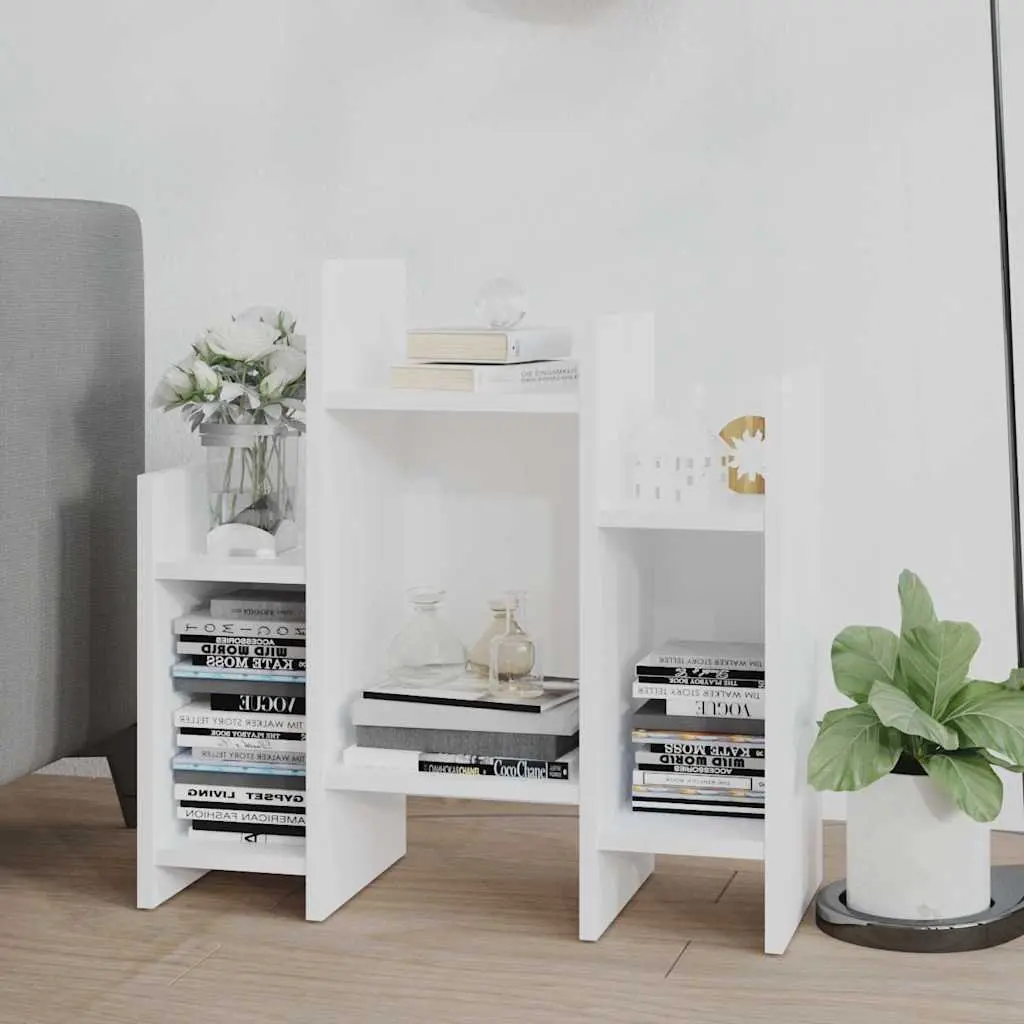 Side Cabinet White 6 Shelves Engineered Wood Storage Organiser Unit