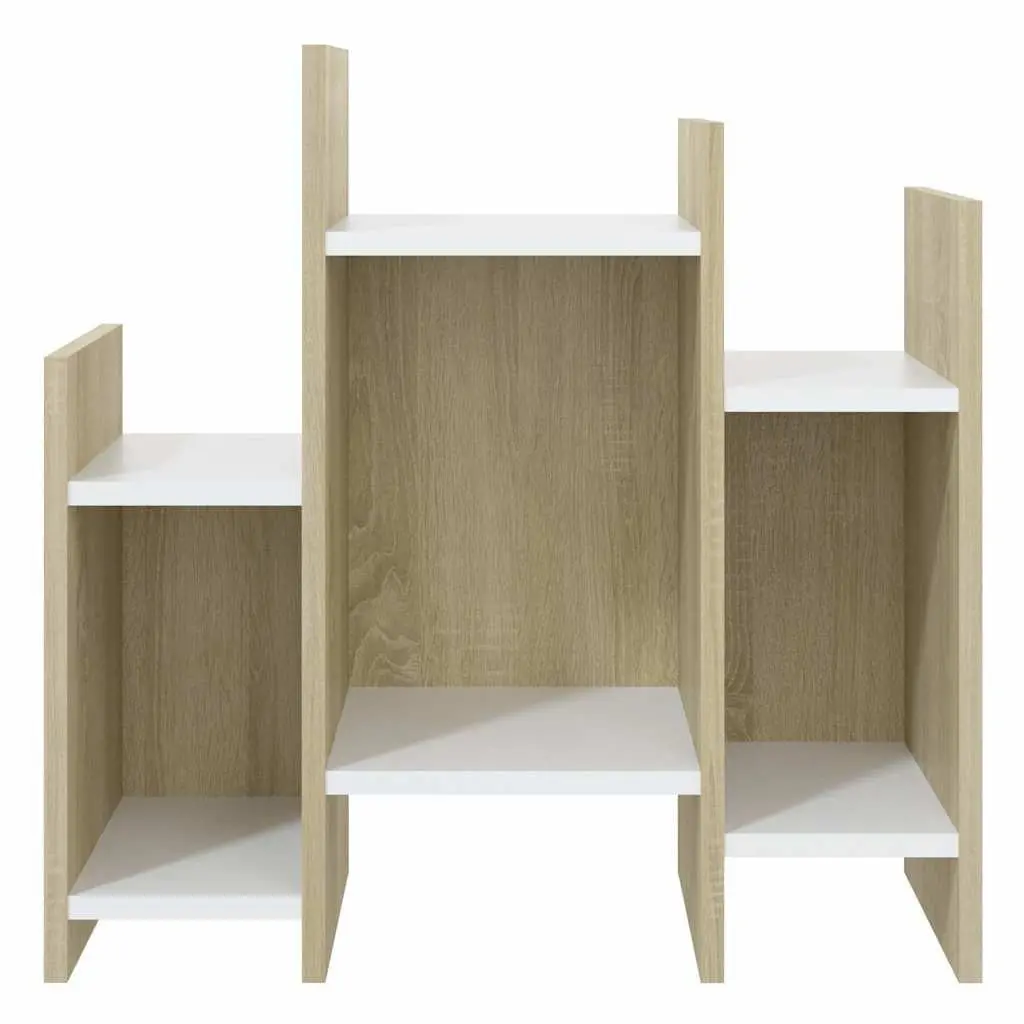 Side Cabinet Storage Unit 60cm Brown Sonoma Oak White Engineered Wood 6 Shelves